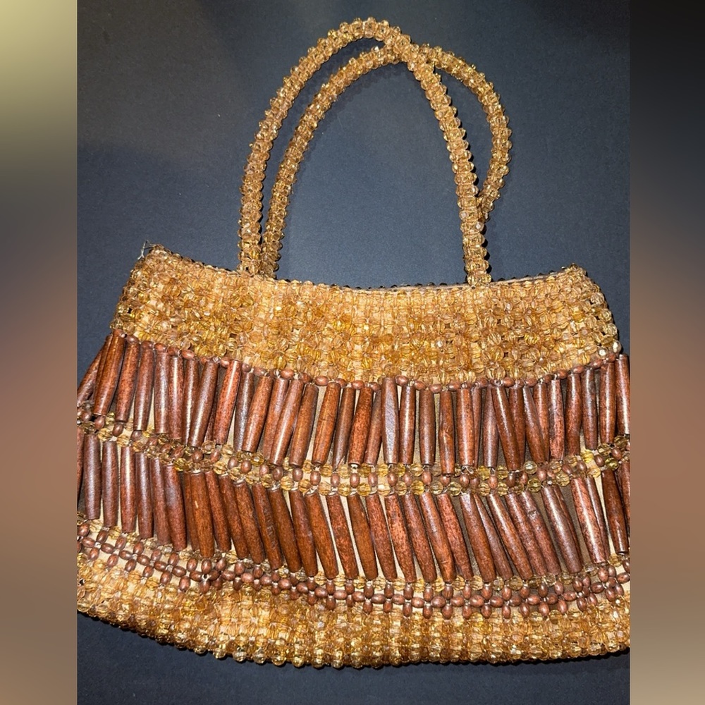 Vintage 1970s Wood Beaded
Shoulder Bag